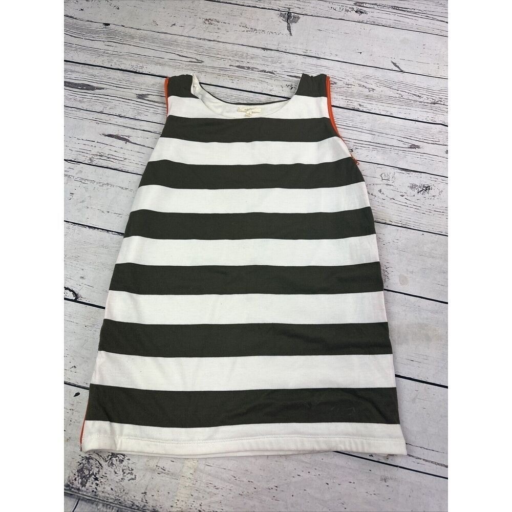 Mystree Brown White Orange Striped Tank Top Small Side Zipper 12530 Womens Shirt